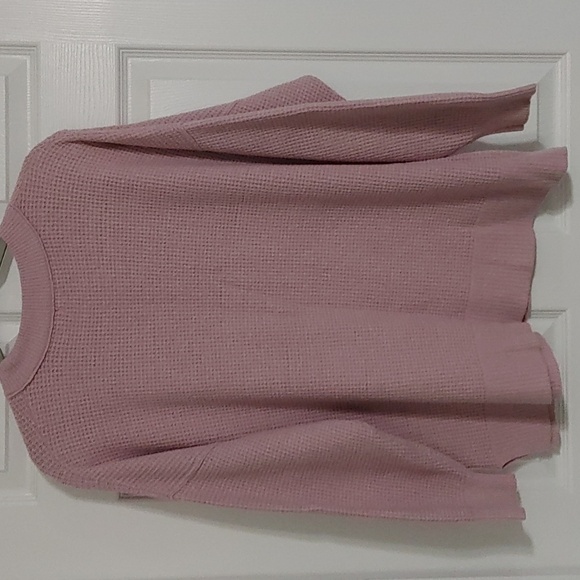 Aerie Soft Pink Crew Neck Oversized Sweater size Medium Waffle Knit - Picture 4 of 7
